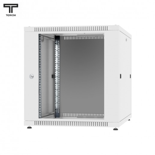ТЕЛКОМ TLN-12.6.8-СМ.7035Ш Шкаф напольный 12U 600x800x623мм (ШхГхВ) телекоммуникационный 19", передняя дверь стеклянная - задняя дверь металлическая, цвет серый (RAL7035Ш) (4 места)