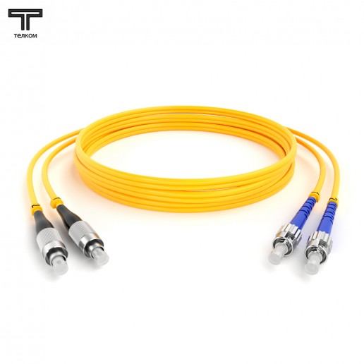 ТЕЛКОМ ШОС-2x3.0-2FC/U-2ST/U-SM-55м-LSZH-YL Шнур оптический duplex FC/UPC-ST/UPC 9/125 OS2 (G.652.D) одномодовый SM (3.0мм) LSZH длина 55м