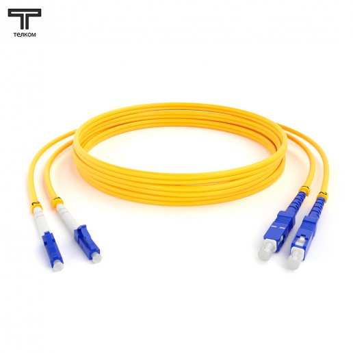 ТЕЛКОМ ШОС-2x3.0-2LC/U-2SC/U-SM-35м-LSZH-YL Шнур оптический duplex LC/UPC-SC/UPC 9/125 OS2 (G.652.D) одномодовый SM (3.0мм) LSZH длина 35м