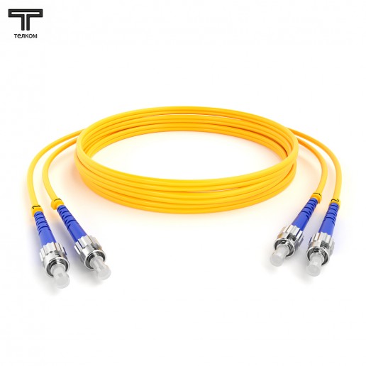 ТЕЛКОМ ШОС-2x3.0-2ST/U-2ST/U-SM-9м-LSZH-YL Шнур оптический duplex ST/UPC-ST/UPC 9/125 OS2 (G.652.D) одномодовый SM (3.0мм) LSZH длина 9м