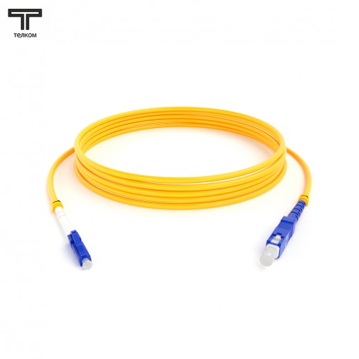 ТЕЛКОМ ШОС-3.0-LC/U-SC/U-SM-45м-LSZH-YL Шнур оптический simplex LC/UPC-SC/UPC 9/125 OS2 (G.652.D) одномодовый SM (3.0мм) LSZH, длина 45м