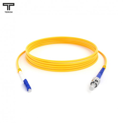 ТЕЛКОМ ШОС-3.0-LC/U-ST/U-SM-8м-LSZH-YL Шнур оптический simplex LC/UPC-ST/UPC 9/125 OS2 (G.652.D) одномодовый SM (3.0мм) LSZH, длина 8м