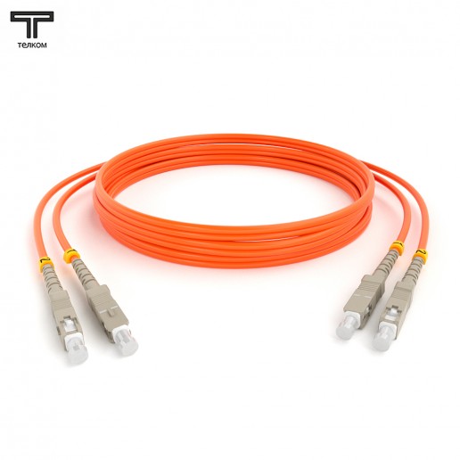 ТЕЛКОМ ШОС-2х3.0-2SC/U-2SC/U-MM50-12м-LSZH-OR Шнур оптический duplex SC/UPC-SC/UPC 50/125 OM2 многомодовый MM (3.0мм) LSZH, длина 12м