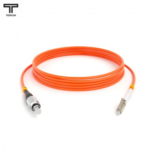 ТЕЛКОМ ШОС-3.0-FC/U-LC/U-MM50-95м-LSZH-OR Шнур оптический simplex FC/UPC-LC/UPC 50/125 OM2 многомодовый MM (3.0мм) LSZH, длина 95м