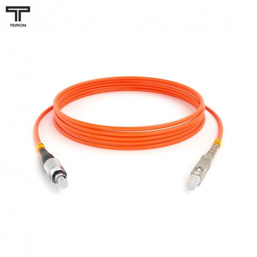 ТЕЛКОМ ШОС-3.0-FC/U-SC/U-MM50-75м-LSZH-OR Шнур оптический simplex FC/UPC-SC/UPC 50/125 OM2 многомодовый MM (3.0мм) LSZH, длина 75м