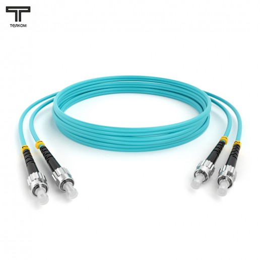ТЕЛКОМ ШОС-2x3.0-2ST/U-2ST/U-MM503-30м-LSZH-AQ Шнур оптический duplex ST/UPC-ST/UPC 50/125 OM3 (10Gb) многомодовый MM (3.0мм) LSZH, цвет аквамарин, длина 30м