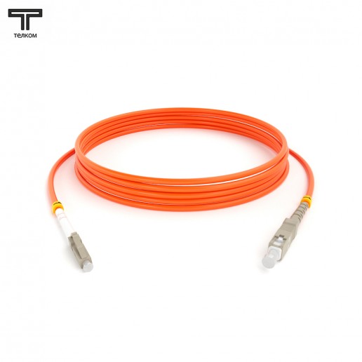 ТЕЛКОМ ШОС-3.0-LC/U-SC/U-MM50-35м-LSZH-OR Шнур оптический simplex LC/UPC-SC/UPC 50/125 OM2 многомодовый MM (3.0мм) LSZH, длина 35м