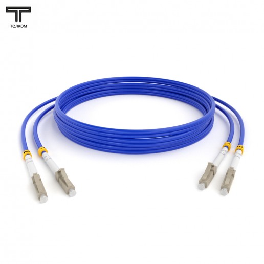 ТЕЛКОМ ШОС-2х3,0-2LC/PC-2LC/PC-MM50-OM4-90м-LSZH-BL Шнур оптический duplex LC-LC 50/125 OM4 (40Gb) многомодовый MM (3.0мм) LSZH, цвет синий, длина 90м
