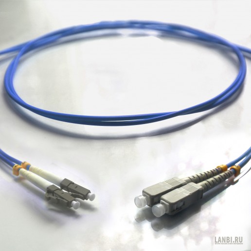 ТЕЛКОМ ШОС-2х3,0-2LC/PC-2SC/PC-MM50-OM4-70м-LSZH-BL Шнур оптический duplex LC-SC 50/125 OM4 (40Gb) многомодовый MM (3.0мм) LSZH, цвет синий, длина 70м