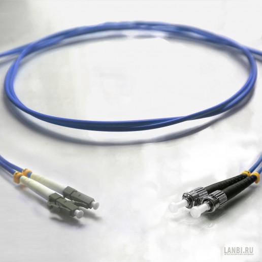 ТЕЛКОМ ШОС-2х3,0-2LC/PC-2ST/PC-MM50-OM4-7м-LSZH-BL Шнур оптический duplex LC-ST 50/125 OM4 (40Gb) многомодовый MM (3.0мм) LSZH, цвет синий, длина 7м