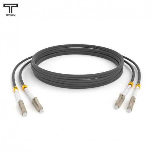 ТЕЛКОМ ШОС-2х3.0-2LC/U-2LC/U-MM62-65м-LSZH-GY Шнур оптический duplex LC/UPC-LC/UPC 62,5/125 OM1 многомодовый MM (3.0мм) LSZH, длина 65м