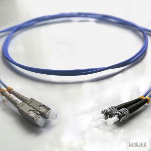 ТЕЛКОМ ШОС-2х3,0-2SC/PC-2ST/PC-MM50-OM4-70м-LSZH-BL Шнур оптический duplex SC-ST 50/125 OM4 (40Gb) многомодовый MM (3.0мм) LSZH, цвет синий, длина 70м