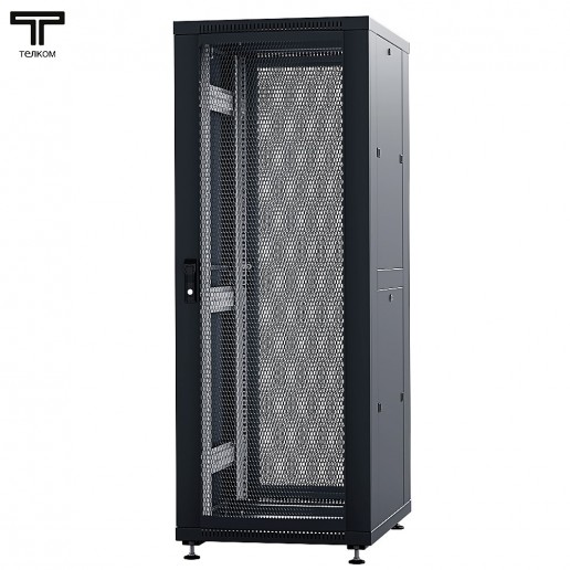 ТЕЛКОМ ТС-33.6.10-ПП.9005М Шкаф напольный 33U 600x1000x1587мм (ШхГхВ) телекоммуникационный 19", передняя дверь перфорированная - задняя дверь перфорированная, цвет черный (RAL9005М) (5 мест)