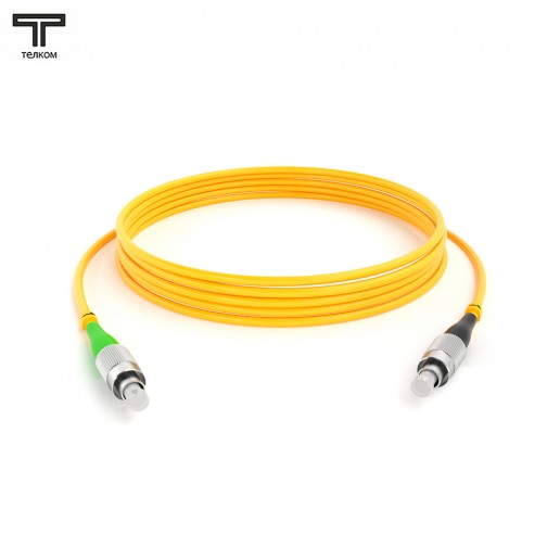 ТЕЛКОМ ШОС-3.0-FC/A-FC/U-SM-100м-LSZH-YL Шнур оптический simplex FC/APC-FC/UPC 9/125 OS2 одномодовый SM (3.0мм) LSZH, длина 100м