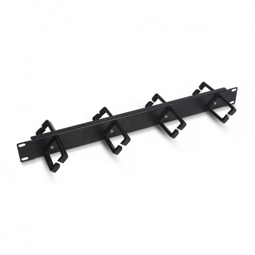 Cabeus JB08-1U-45-BK Кабельный органайзер горизонтальный 19" 1U двухсторонний, 8 пластиковых колец под углом 45 градусов