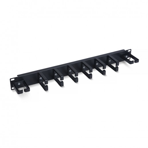 Cabeus JB08-1U-PR-BK Кабельный органайзер горизонтальный 19" 1U, 8 пластиковых колец, металлический, цвет черный (RAL9004)