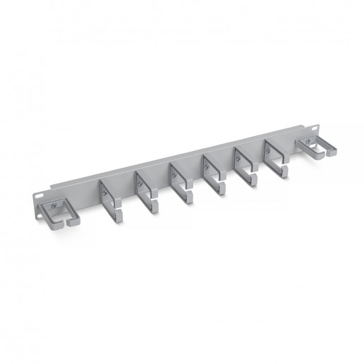 Cabeus JB08-1U-PR-GY Кабельный органайзер горизонтальный 19" 1U, 8 пластиковых колец, металлический, цвет серый (RAL7035)