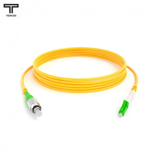 ТЕЛКОМ ШОС-3.0-FC/A-LC/A-SM-7м-LSZH-YL Шнур оптический simplex FC/APC-LC/APC 9/125 OS2 одномодовый SM (3.0мм) LSZH, длина 7м