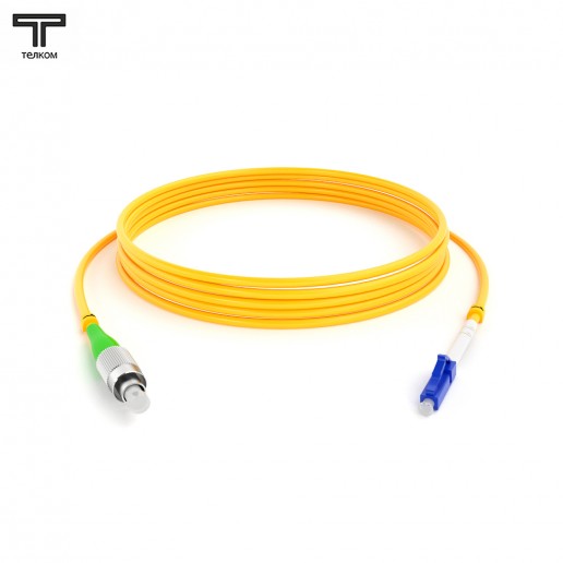 ТЕЛКОМ ШОС-3.0-FC/A-LC/U-SM-120м-LSZH-YL Шнур оптический simplex FC/APC-LC/UPC 9/125 OS2 одномодовый SM (3.0мм) LSZH, длина 120м