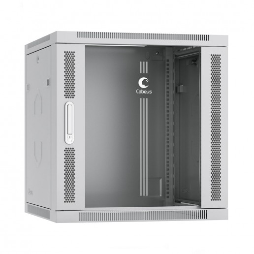 Cabeus SH-05F-12U60/35-R Шкаф телекоммуникационный настенный разобранный 19" 12U 600x350x635mm (ШхГхВ) дверь стекло, цвет серый (RAL 7035)