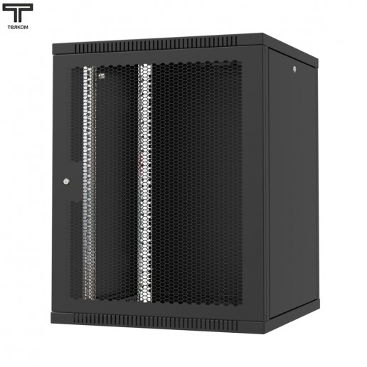 ТЕЛКОМ TL-15.6.6-П.9005МА Шкаф настенный 15U 600x600x757мм (ШхГхВ) телекоммуникационный 19", дверь перфорированная, цвет черный (RAL9005МА) (4 места)