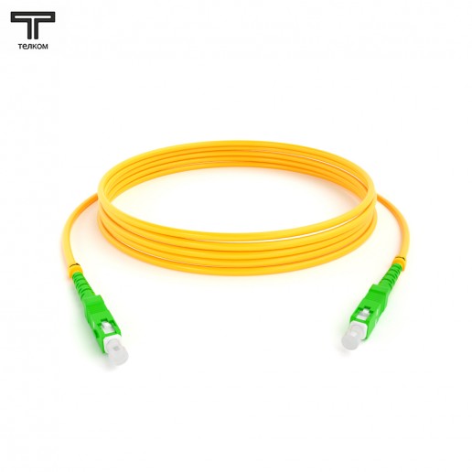 ТЕЛКОМ ШОС-3.0-SC/A-SC/A-SM-40м-LSZH-YL Шнур оптический simplex SC/APC-SC/APC 9/125 OS2 одномодовый SM (3.0мм) LSZH, длина 40м