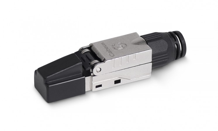 Cabeus 8P8C-SH-C6-TWP-F Коннектор с фиксатором кабеля и колпачком RJ-45(8P8C) под витую пару, категория 6, экранированный, для одножильного кабеля, со вставкой