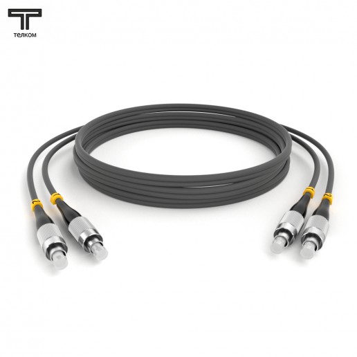 ТЕЛКОМ ШОС-2х3.0-2FC/U-2FC/U-MM62-0.5м-LSZH-GY Шнур оптический duplex FC/UPC-FC/UPC 62,5/125 OM1 многомодовый MM (3.0мм) LSZH, длина 0,5м