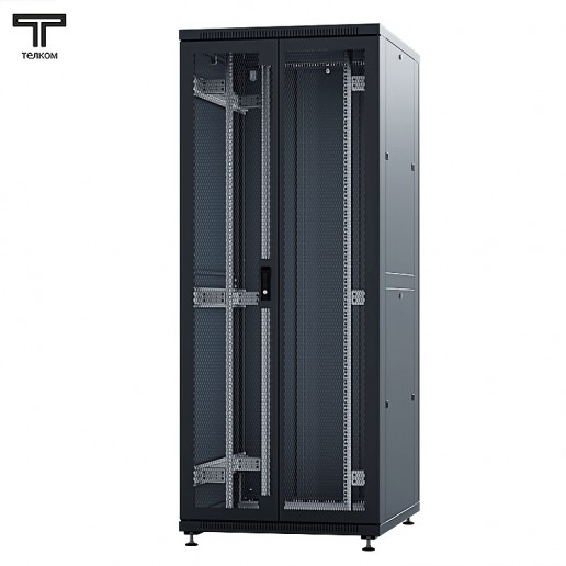 ТЕЛКОМ ТСМ-42.8.12-2ПZS.9005М Шкаф напольный 42U 800x1200x1987мм (ШхГхВ) телекоммуникационный 19", передняя дверь перфорированная распашная 2-х створчатая - задняя металлическая панель, цвет черный (RAL9005М) (5 мест)