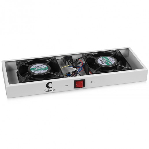 Cabeus TRAY-FAN2 Модуль вентиляторный с 2-я вентиляторами для установки в настенные шкафы серии SH-05F, цвет серый (RAL7035)