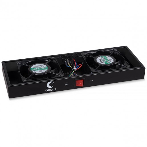 Cabeus TRAY-FAN2-BK Модуль вентиляторный с 2-я вентиляторами для установки в настенные шкафы серии SH-05F, цвет черный (RAL9004)