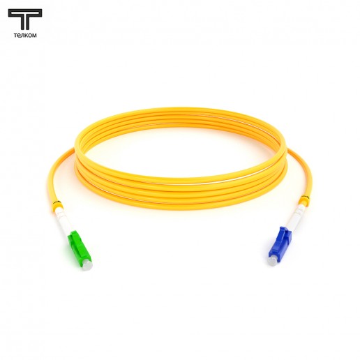 ТЕЛКОМ ШОС-3.0-LC/A-LC/U-SM-80м-LSZH-YL Шнур оптический simplex LC/APC-LC/UPC 9/125 OS2 одномодовый SM (3.0мм) LSZH, длина 80м