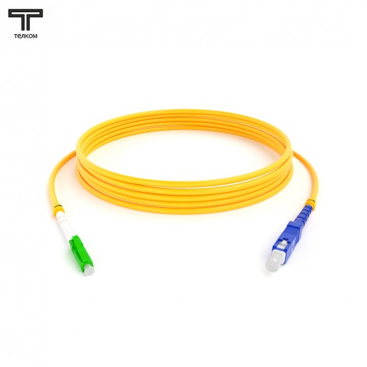 ТЕЛКОМ ШОС-3.0-LC/A-SC/U-SM-70м-LSZH-YL Шнур оптический simplex LC/APC-SC/UPC 9/125 sm одномод (d=3мм) LSZH длина 70м