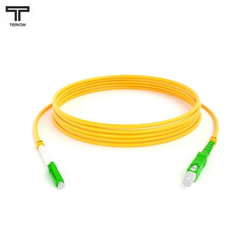 ТЕЛКОМ ШОС-3.0-LC/A-SC/A-SM-0.5м-LSZH-YL Шнур оптический simplex LC/APC-SC/APC 9/125 OS2 одномодовый SM (3.0мм) LSZH, длина 0,5м