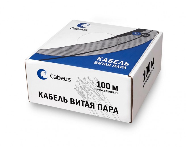 Cabeus UTP-4P-Cat.5e-SOLID-LSZH-OR-LIGHT-100 Кабель витая пара UTP (U/UTP), категория 5e, 4 пары 0,48мм (24 AWG), одножильный, LSZH, нг(А)-HF, оранжевый, (100 м)