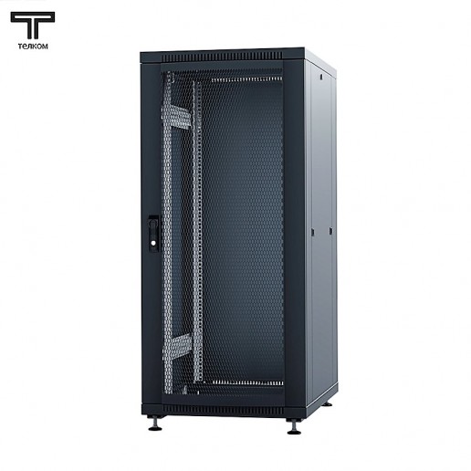 ТЕЛКОМ ТС-27.6.10-ПМ.9005М Шкаф напольный 27U 600x1000x1320мм (ШхГхВ) телекоммуникационный 19", передняя дверь перфорированная - задняя дверь металлическая, цвет черный (RAL9005М) (5 мест)