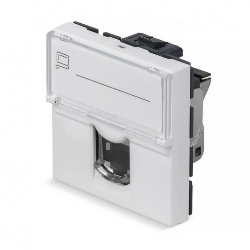 Cabeus KJ-RJ45-Cat.6-SH-180T-FP-L-45 Keystone Jack RJ-45(8P8C), 180 градусов, категория 6, экранированная, безинструментный монтаж, вставка Mosaic (арт.076566)