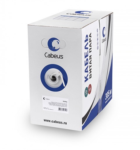 Cabeus FTP-4P-Cat.5e-SOLID-LSLTx-GY Кабель витая пара экранированная FTP (F/UTP), категория 5e, 4 пары (24 AWG), одножильный, серый, экран - фольга, нг(А)-LSLTx, (305 м)
