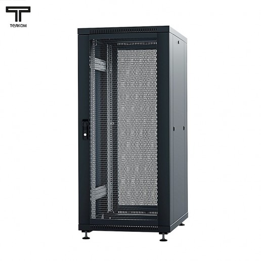 ТЕЛКОМ ТС-27.6.10-ПП.9005М Шкаф напольный 27U 600x1000x1320мм (ШхГхВ) телекоммуникационный 19", передняя дверь перфорированная - задняя дверь перфорированная, цвет черный (RAL9005М) (5 мест)