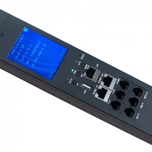 Cabeus SMART-PDU-16-1P-36C13-6C19-I309-M Блок распределения питания, вертикальный, 36 розеток IEC 320 C13, 6 розеток IEC 320 C19, 1 фаза, 16А, 1х16А, автомат защиты, 250В, мониторинг, шнур 3м 3х2,5мм с вилкой IEC 60309