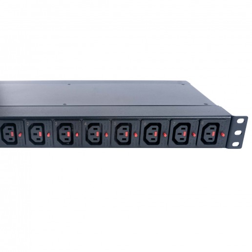 Cabeus SMART-PDU-C20-8C13-CM Блок распределения питания, 1U горизонтальный, входной разъем С20, выходной 8хС13 розеток, 1 фаза, 16 A, мониторинг/управление, евро-шнур 3х1,5мм длина 2м
