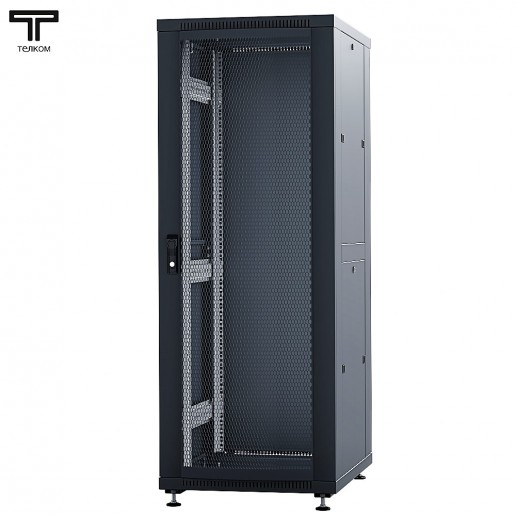 ТЕЛКОМ ТС-47.6.8-ПМ.9005М Шкаф напольный 47U 600x800x2209мм (ШхГхВ) телекоммуникационный 19", передняя дверь перфорированная - задняя дверь металлическая, цвет черный (RAL9005М) (5 мест)