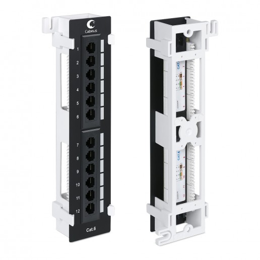 Cabeus PL-12-Cat.6-WL-Dual IDC Патч-панель настенная, 12 портов RJ-45, категория 6, с подставкой, Dual IDC