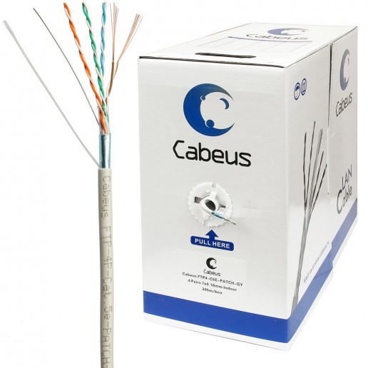 Cabeus FTP-4P-Cat.5e-PATCH-GY Кабель витая пара FTP (F/UTP), категория 5e, 4 пары, (26 AWG), многожильный (patсh), PVC нг(А)-LS, серый (305 м)