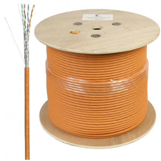 Cabeus SSTP-4P-Cat.7-SOLID-IN-LSZH Кабель экранированная витая пара SSTP (S/FTP), категория 7 , 4 пары (23 AWG), одножильный (solid), LSZH, нг(А)-HF, (305 м)