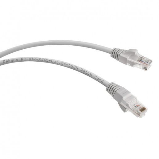 Cabeus PC-UTP-RJ45-Cat.5e-5m-LSZH Патч-корд U/UTP, категория 5е, 2xRJ45/8p8c, неэкранированный, серый, LSZH, 5м