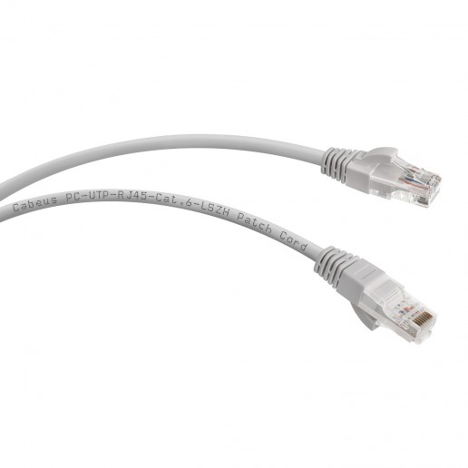 Cabeus PC-UTP-RJ45-Cat.6-1.5m-LSZH Патч-корд U/UTP, категория 6, 2xRJ45/8p8c, неэкранированный, серый, LSZH, 1.5м