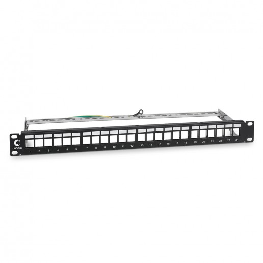 Cabeus PLB-24-SH Модульная патч-панель 19", 24 порта, 1U, для экранированных модулей, с задним кабельным организатором (без модулей)