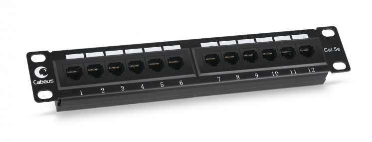 Cabeus PL-12-Cat.5e 10"-Dual IDC Патч-панель 10", установочный размер 236 мм, 12 портов RJ-45, категория 5e, Dual IDC