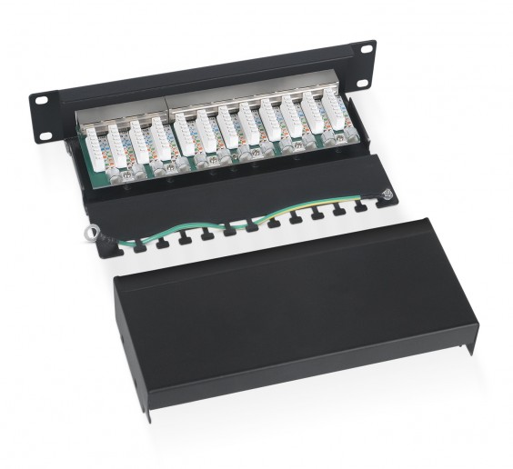 Cabeus PL-12-Cat.6 10"-SH-Dual IDC Патч-панель 10", установочный размер 236 мм, 12 портов RJ-45 полностью экранированная, категория 6, Dual IDC